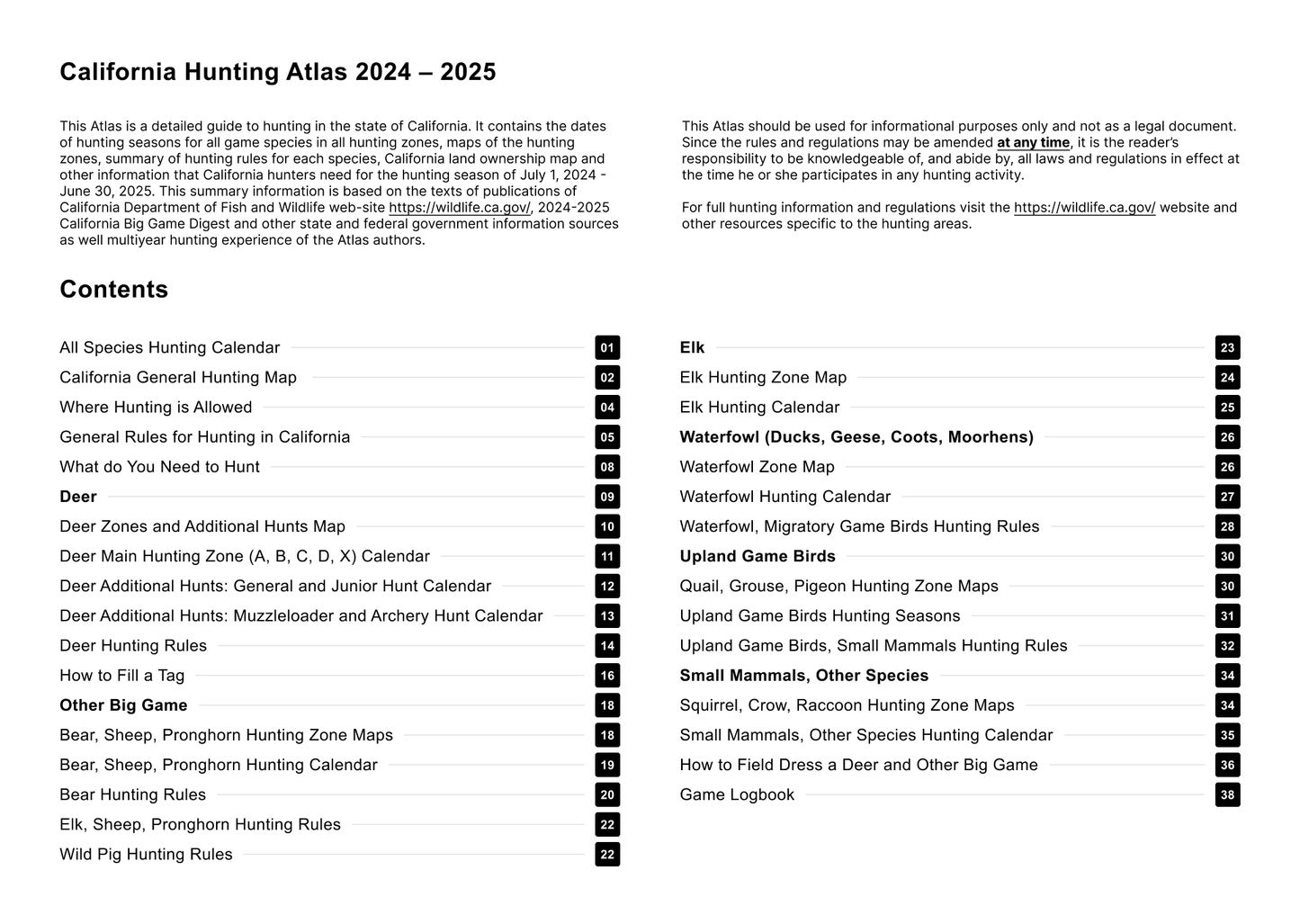 California 2024-2025 Hunting Atlas (Paper)